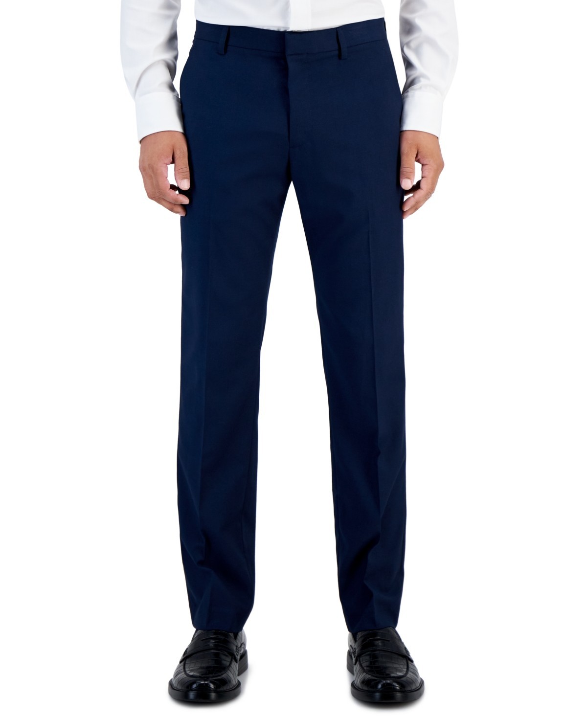 Perry Ellis Mens Slim fit Dress Pants 29 / 30 Navy Blue Solid Stretch