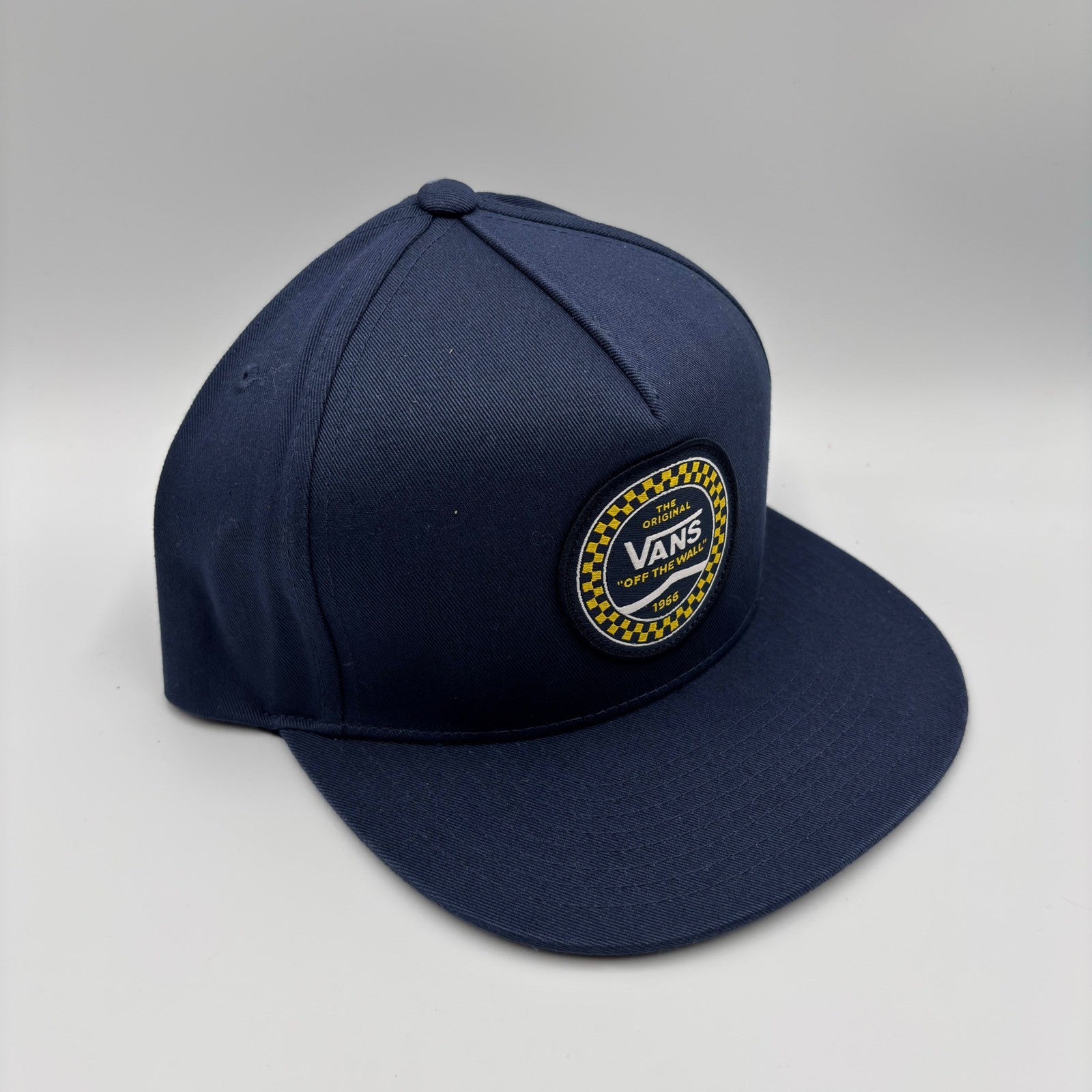 Vans Off The Wall Navy Blue Checkered Side Snapback Hat VN0A3I7ALKZ OS NEW