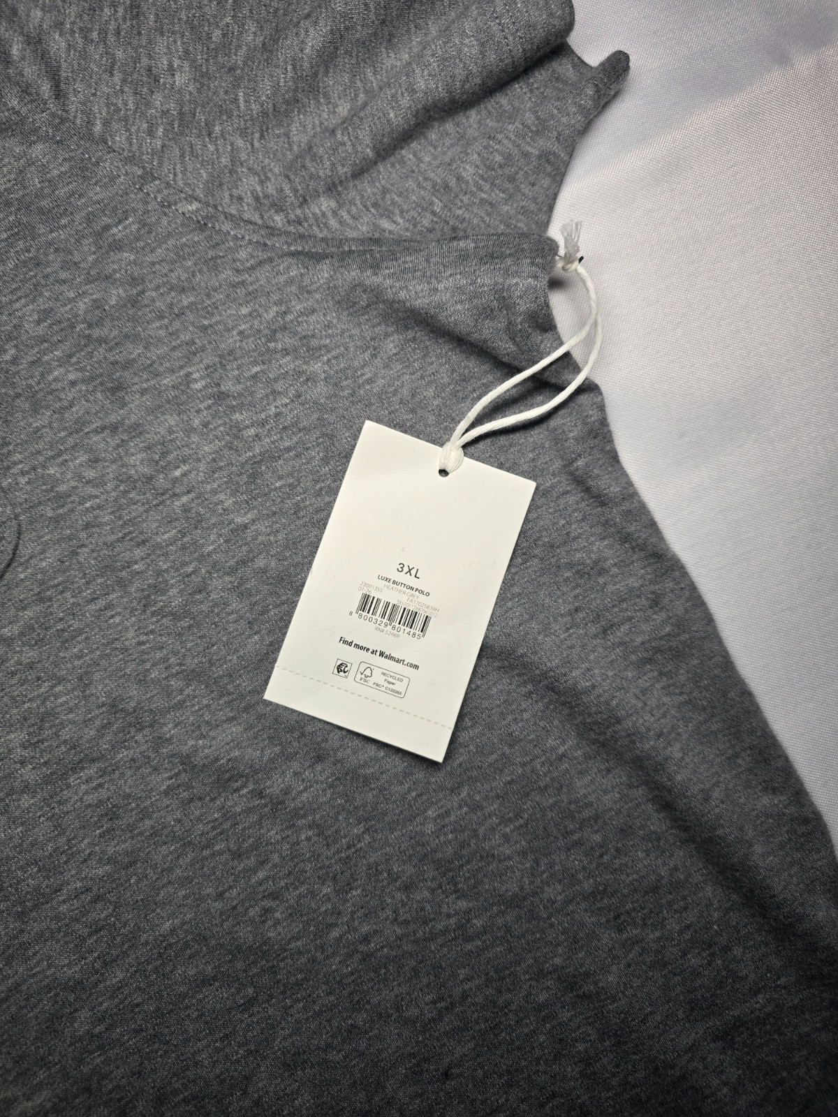 Free Assembly Luxe Button Polo Shirt Heather Gray Men’s Short Sleeve Pocket