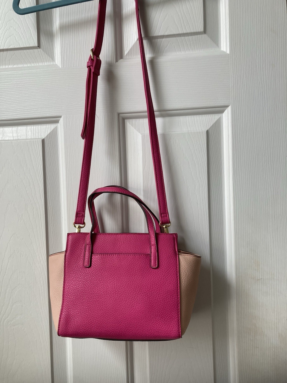 Liz Claiborne Pink Red Beige Colorblock Small Crossbody Satchel Zip Pockets