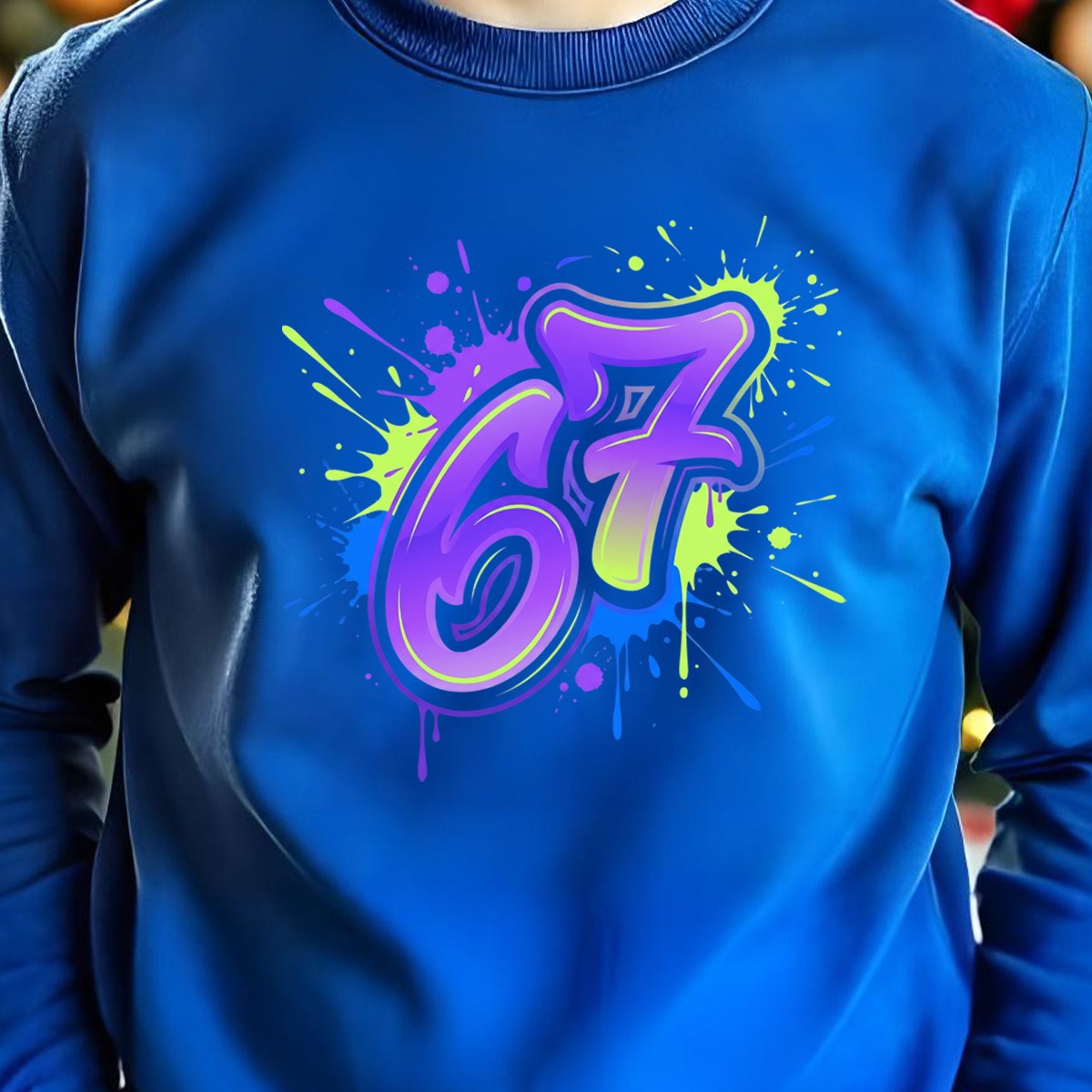Bright 67 Graffiti Paint Slogan Unisex Sweatshirt Six Seven Graphic Jumper