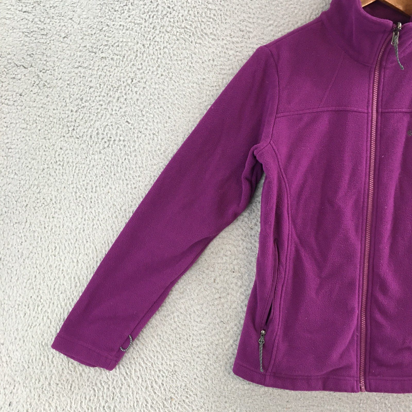 Columbia Fast Trek II Jacket Womens M Full Zip Fleece Zipped Pockets Purple