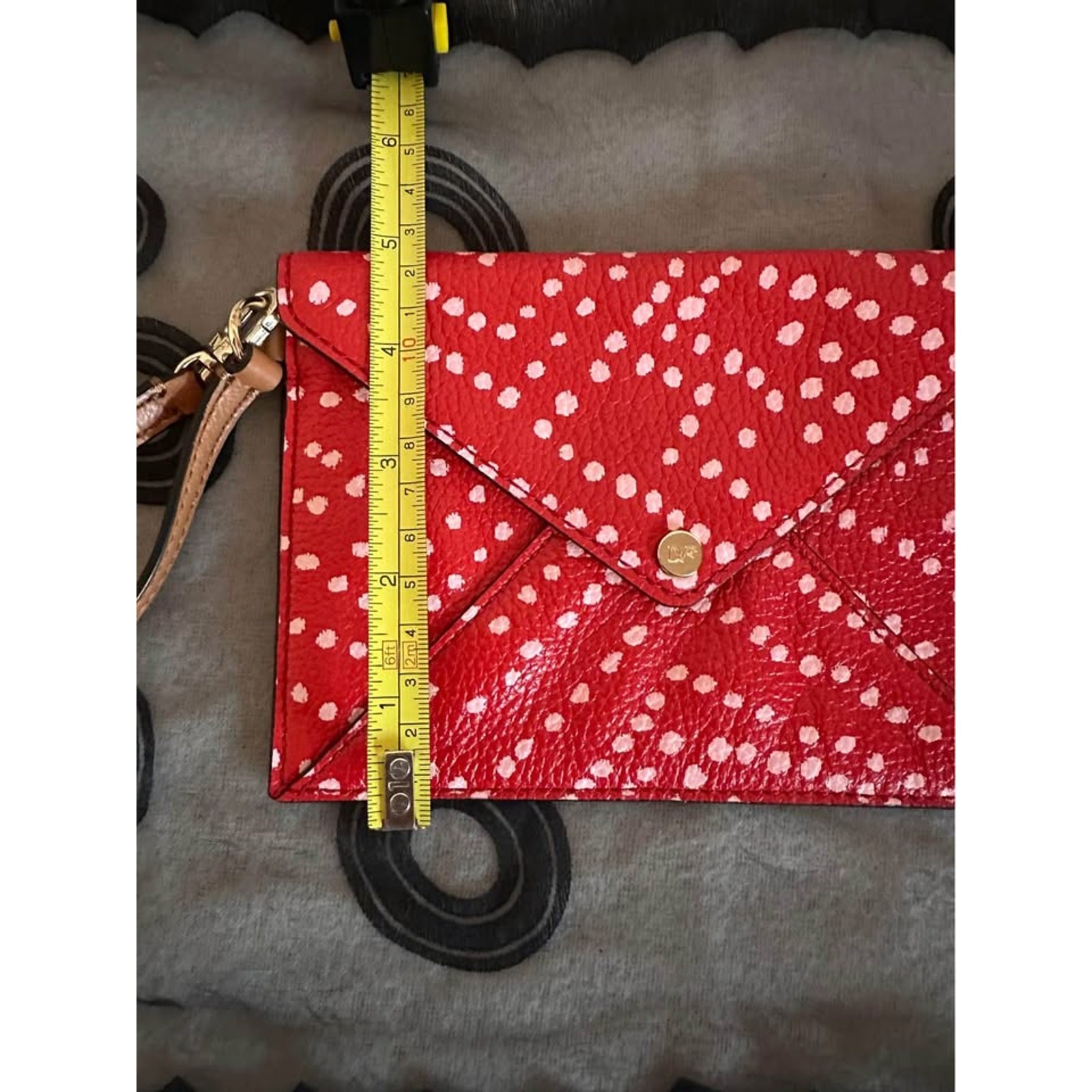 Diane von Furstenberg (DVF) Red / White Polka Dot Envelope Clutch Wristlet Strap