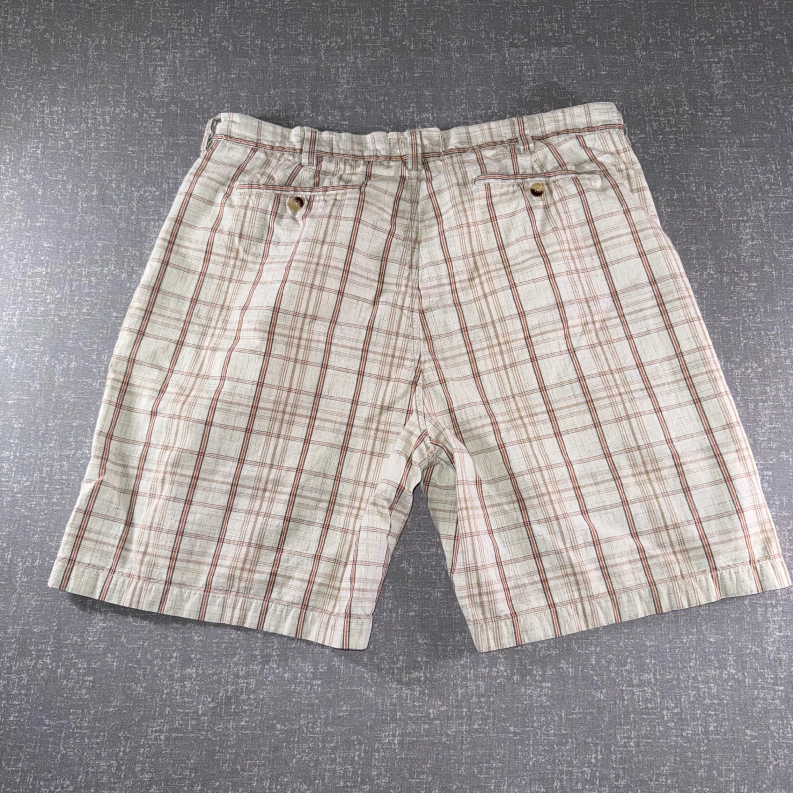 RedHead Mens Plaid Flat Front Shorts Beige Brown Orange Size 40 Casual Outdoor
