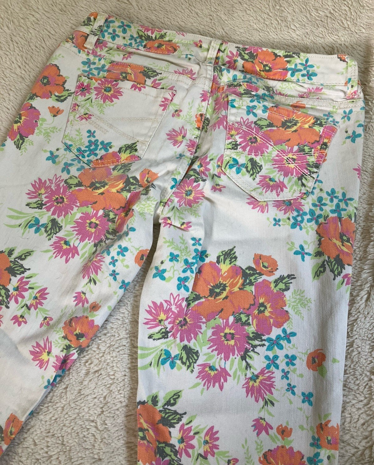 Aéropostale Y2K Floral Skinny Denim Ashley Jeans White Women’s 5-Pocket Reg