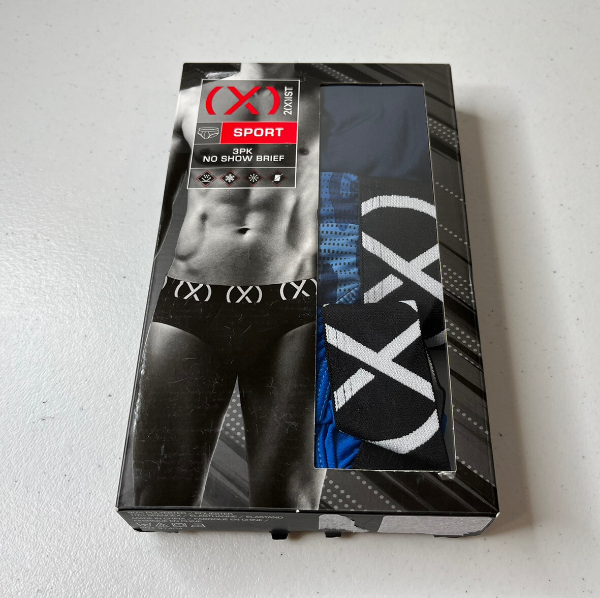 2(X)ist Mens Blue Sport 3-Pack No Show Brief Underwear Size Small NWT