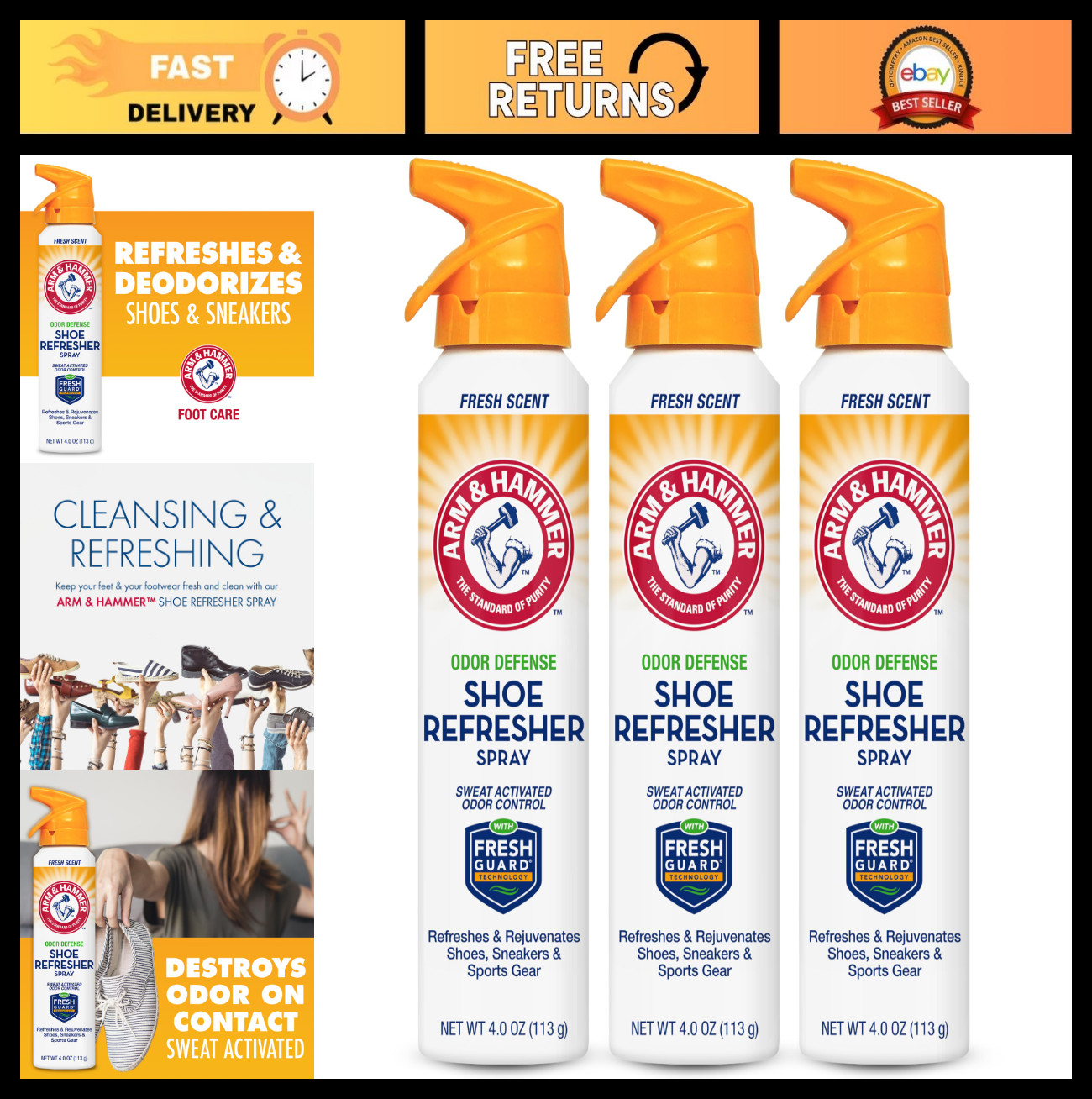 Multi-Purpose Shoe Refresher Spray – Odor Eliminator & Deodorizer for Footwear,