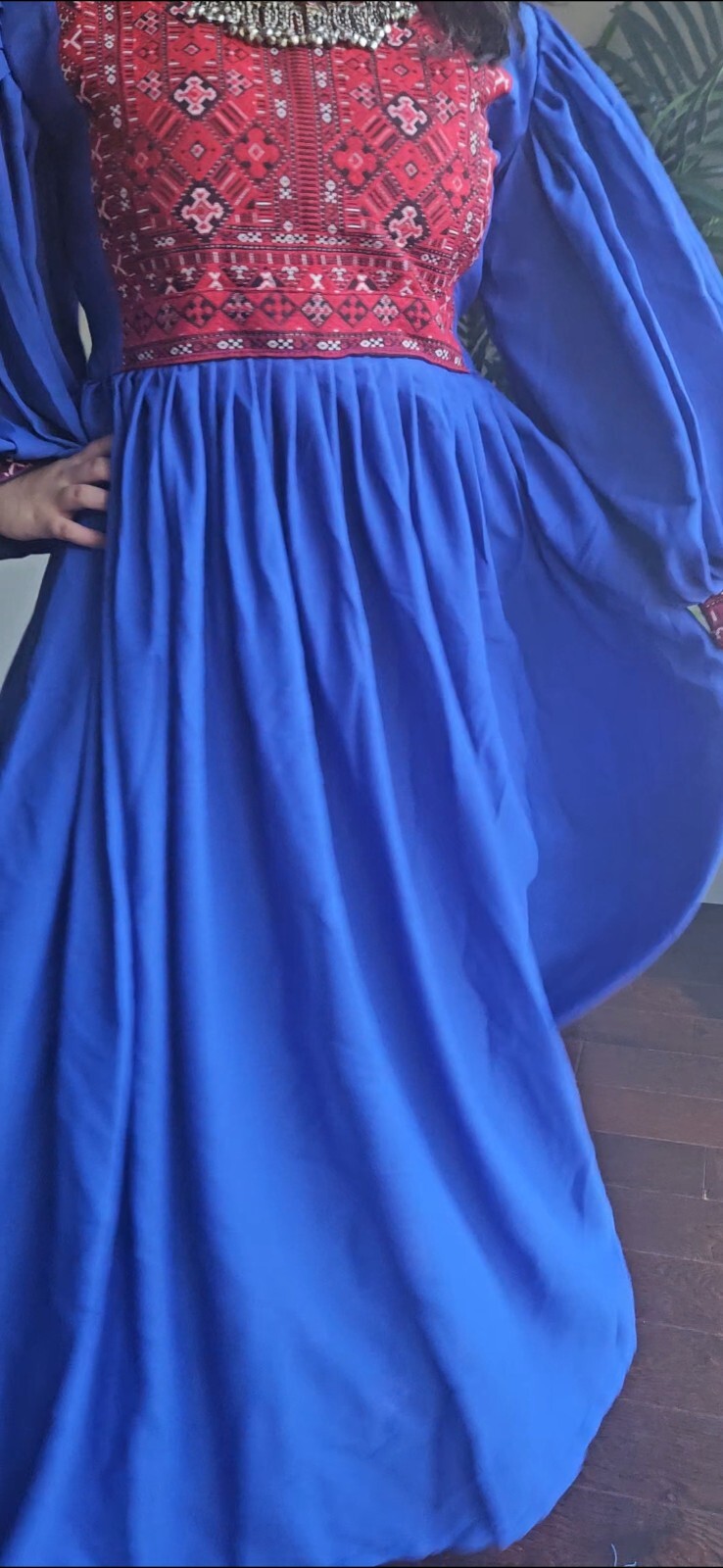 Afghan dress blue modest abaya afghani summer cotton