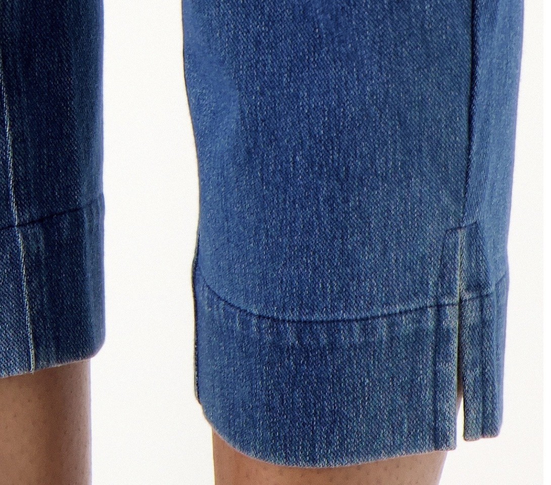 Denim & Co. Women’s Knit Air Straight Crop Pant with Side Slits Med Green Sz L