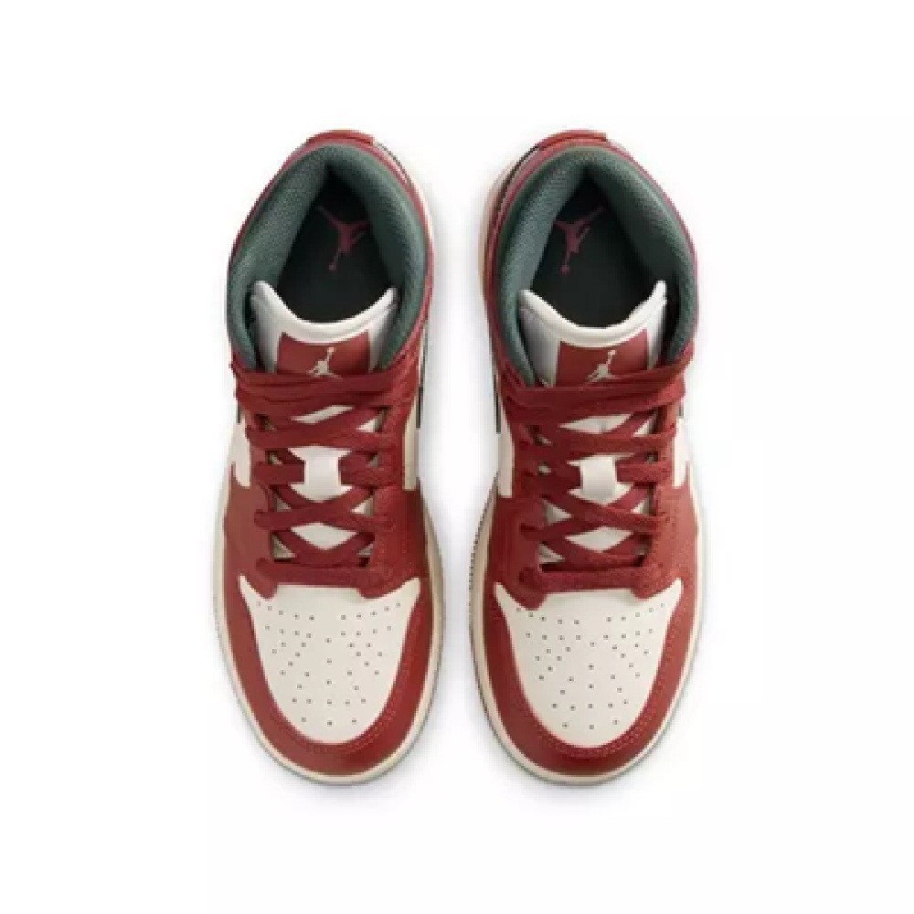 Big Kid’s Jordan 1 Mid Sail/Midnight Green (DQ8423 105)