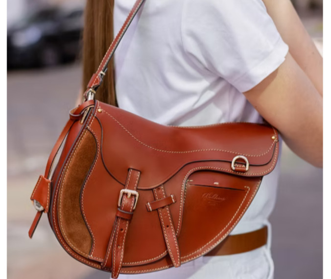 Boldrini Selleria Saddle Bag Cognac Brown Leather Italy Crossbody Shoulder Bag