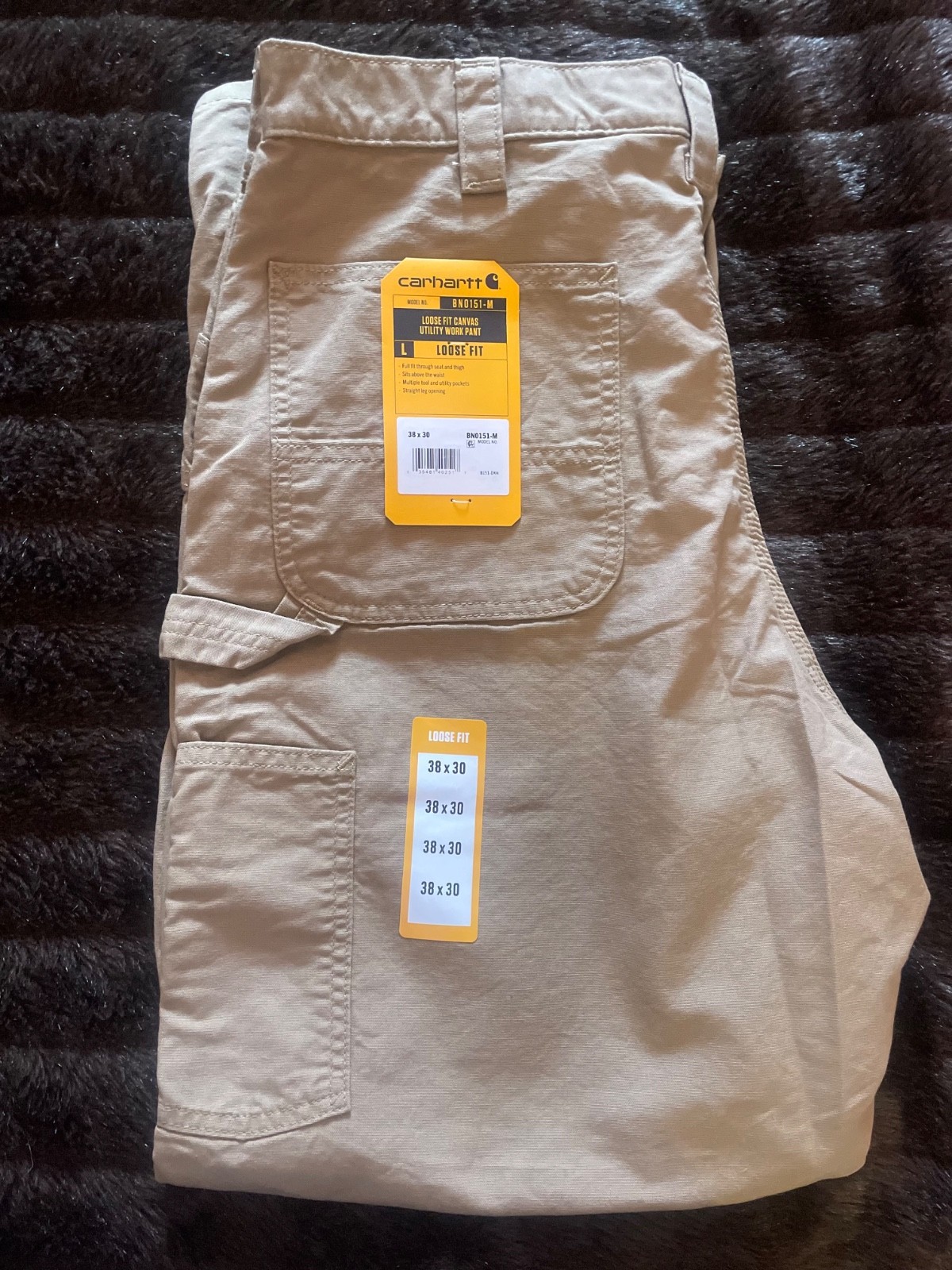 Carhartt Mens Loose Fit Canvas Utility Work Pant Dark Khaki 38W x 30L