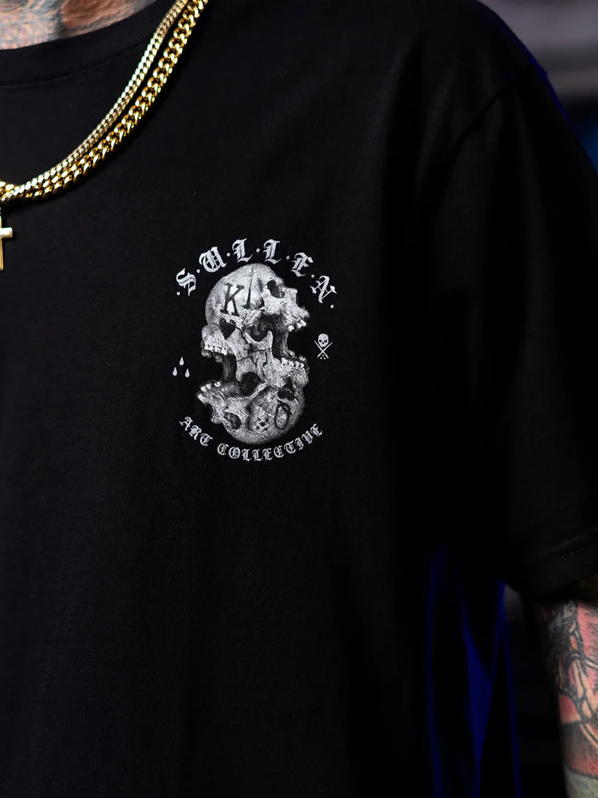 Sullen Men’s Monarchy Short Sleeve Premium T-shirt Skull Cards Tattoo Style Tee