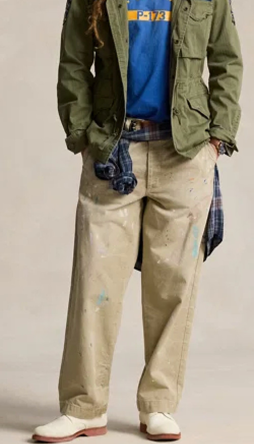 Ltd. Edition Polo Ralph Lauren Big Chino Hand Paint Splatter Khaki Work Pants 34