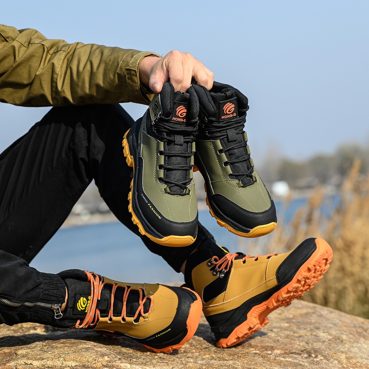 Mens Waterproof Work Boots Steel Toe shoes Safety Shoes Indestructible Non Slip