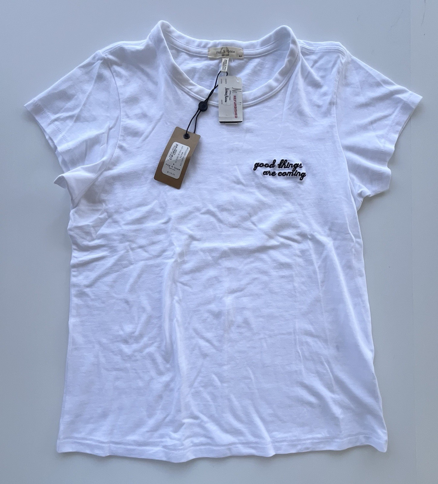 Rag & Bone White “Good Things Are Coming” T-Shirt refurbished with tags Small