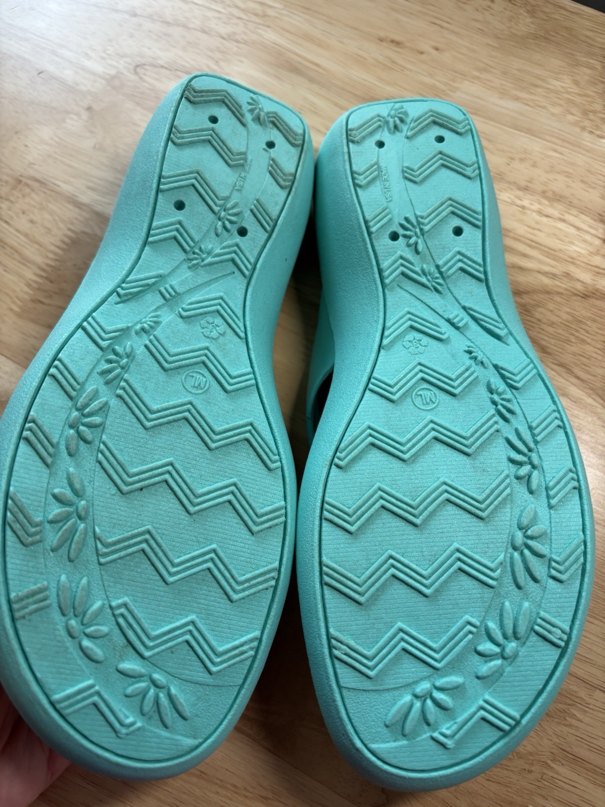 Okabashi Splash Flip Flop Wedge Sandal Slip Resistant Women Sea Glass Green ML