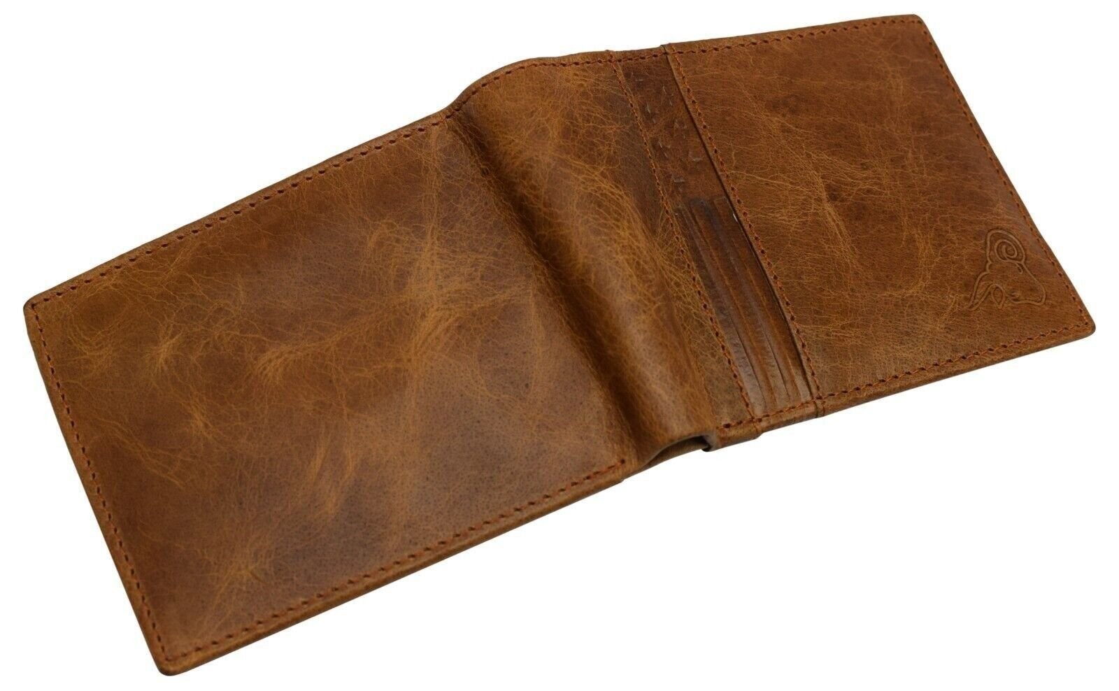 Tan Genuine Leather Slim Bifold Mens Wallets RFID Blocking Card Holder