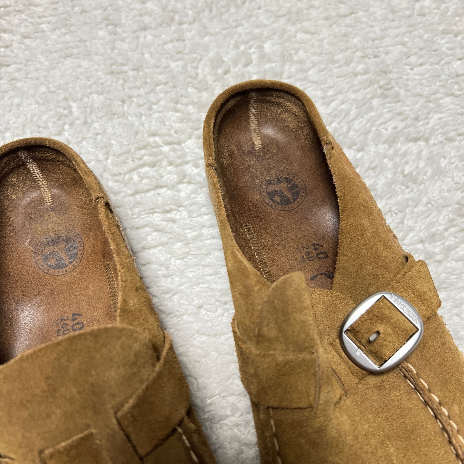 Birkenstock Buckley Clogs Mens 40 Brown Medium Narrow Suede Slip On Sandals