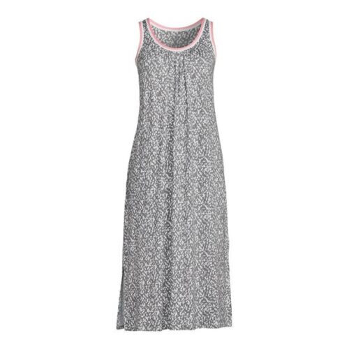 SECRET TREASURES GRAY WHITE PINK SLEEVELESS PAISLEY MIDI NIGHTGOWN POCKETS 2X