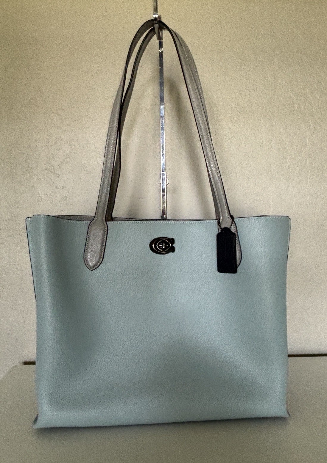 Coach WILLOW TOTE Color Block Bag~ Signature Aqua Blue NWT