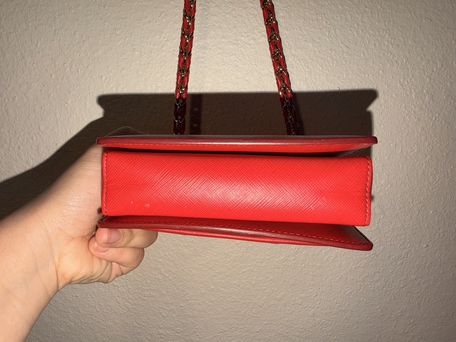 Salvatore Ferragamo Red Small Crossbody Bag Chain Strap Bow Turn Lock Cert mini