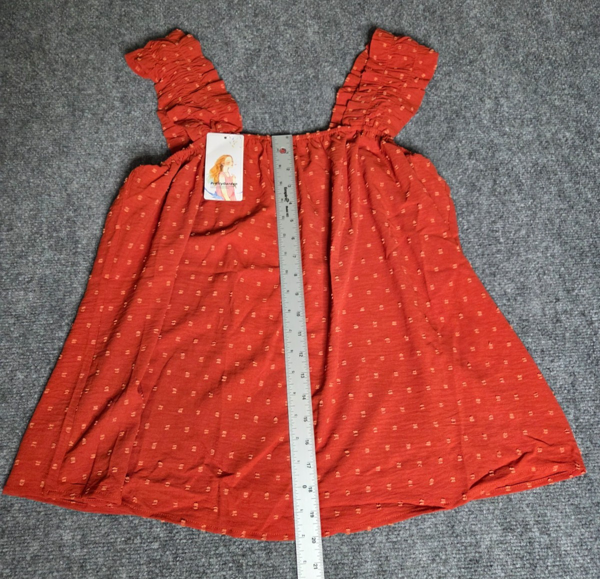 PrettyGarden Tank Top Womens Large Red Babydoll Sleeveless Square Neck Flowy
