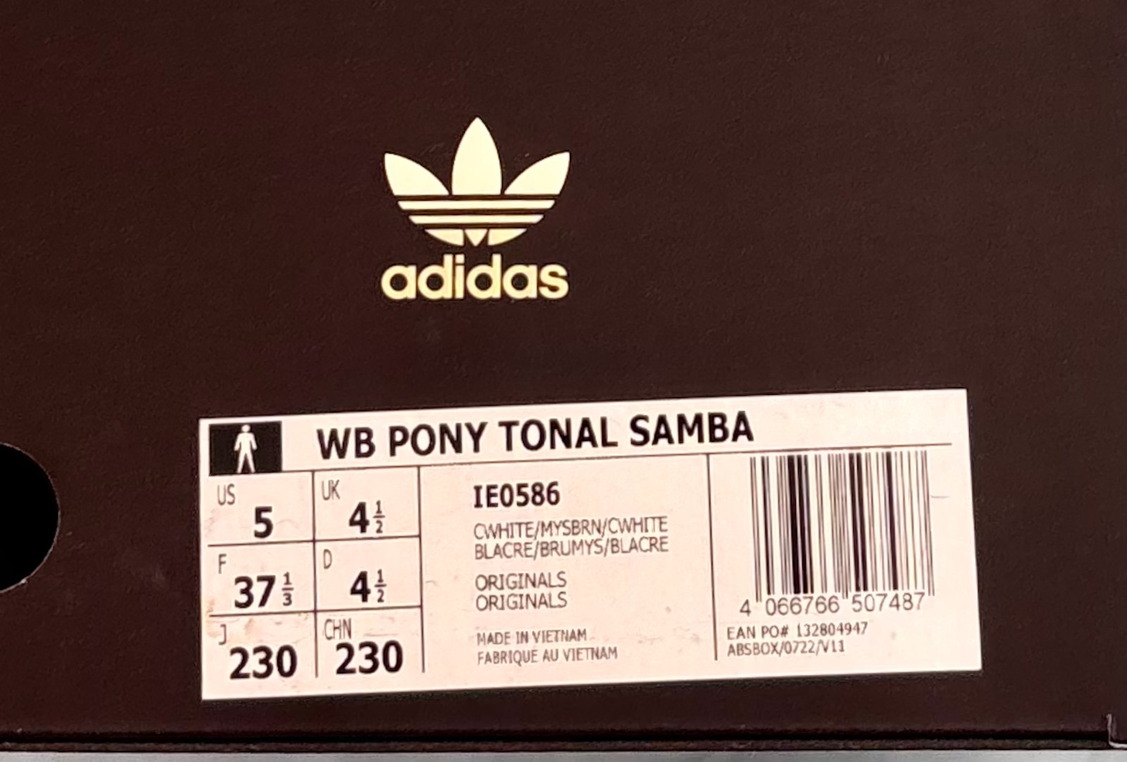 adidas x Wales Bonner Samba Pony Cream White Burgundy IE0586 EU 37 1/3 New