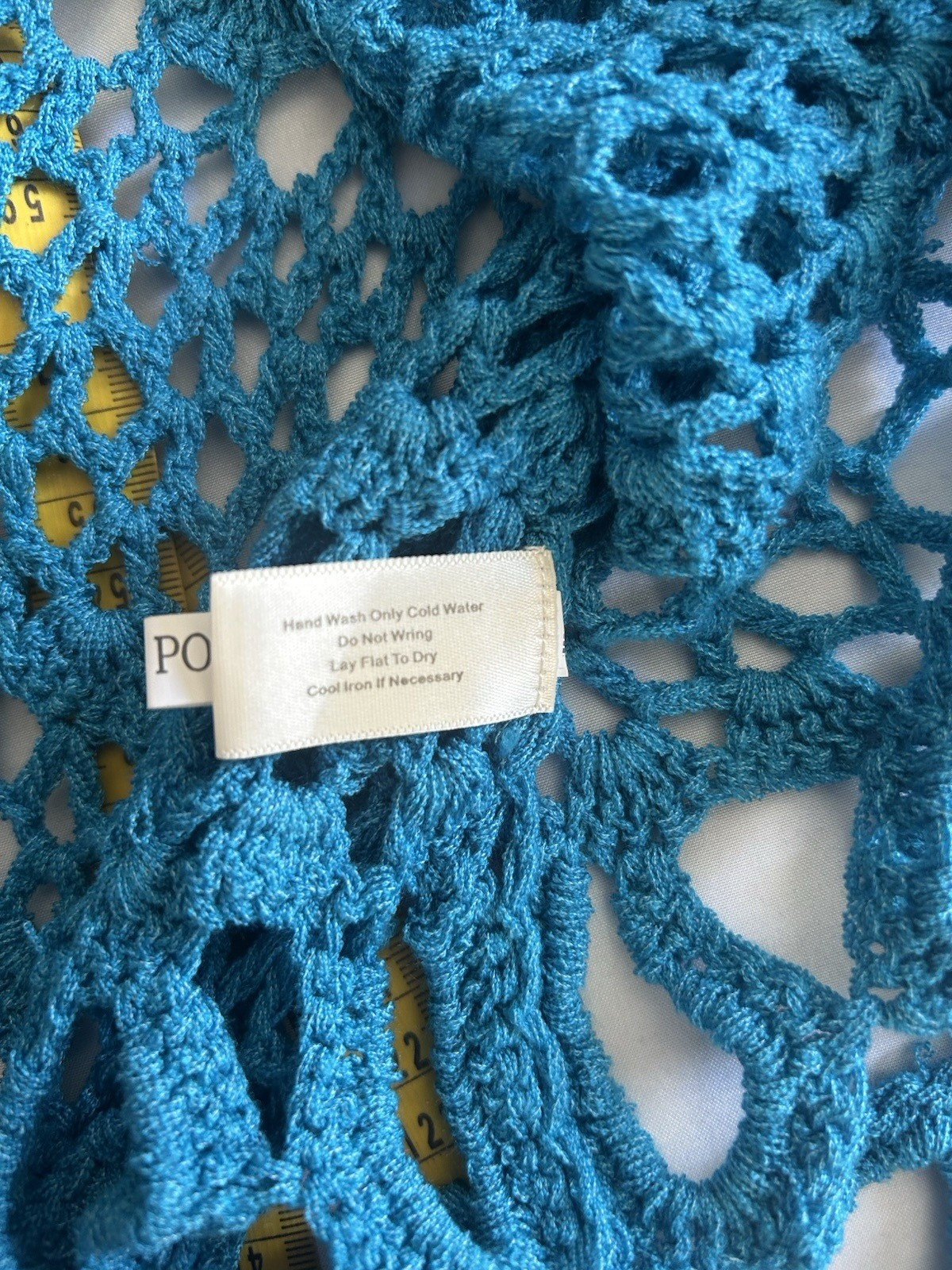 Boston Proper Ombre Crochet Boho Open Knit Sweater Womens Size Med Blue Beach