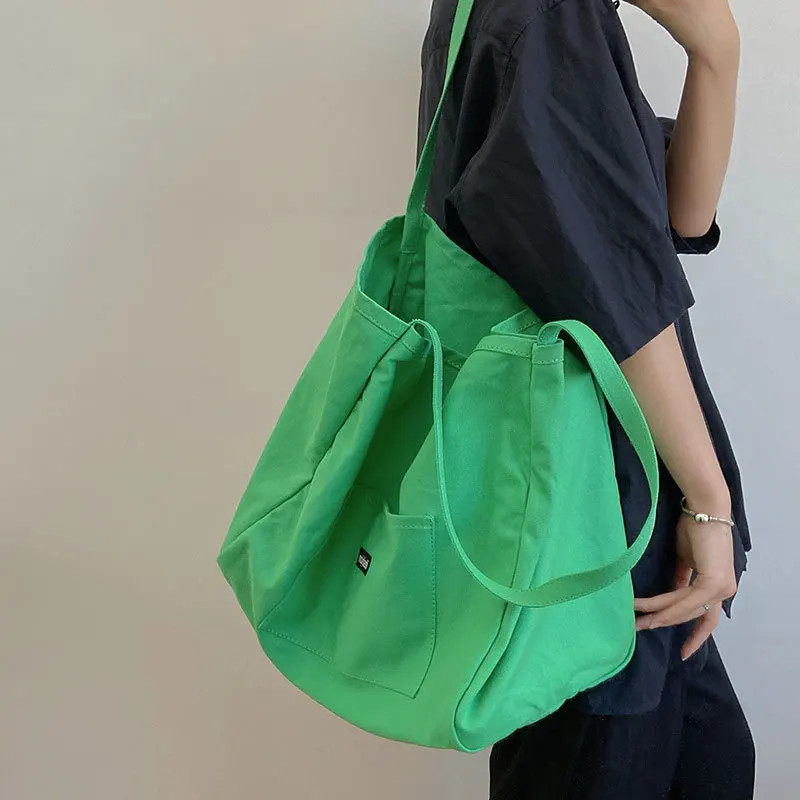 Canvas Bag High Quality Reusable Shopping Shoulder Bag Women Simple Casual Daily