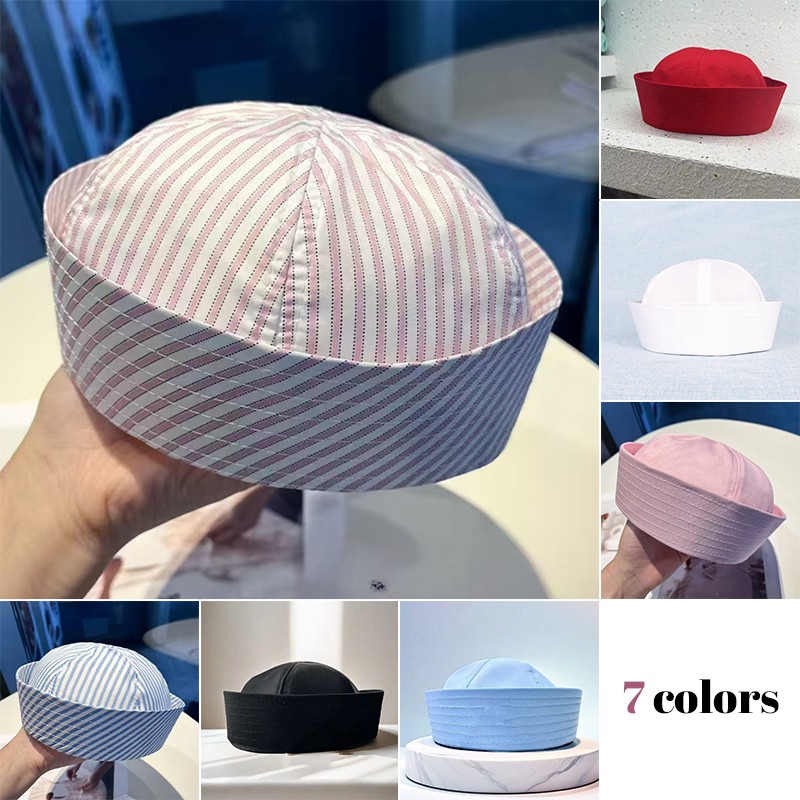 Stripe Cosplay Sailor Hat Versatile Breathable Comfortable Stage Performance Cap
