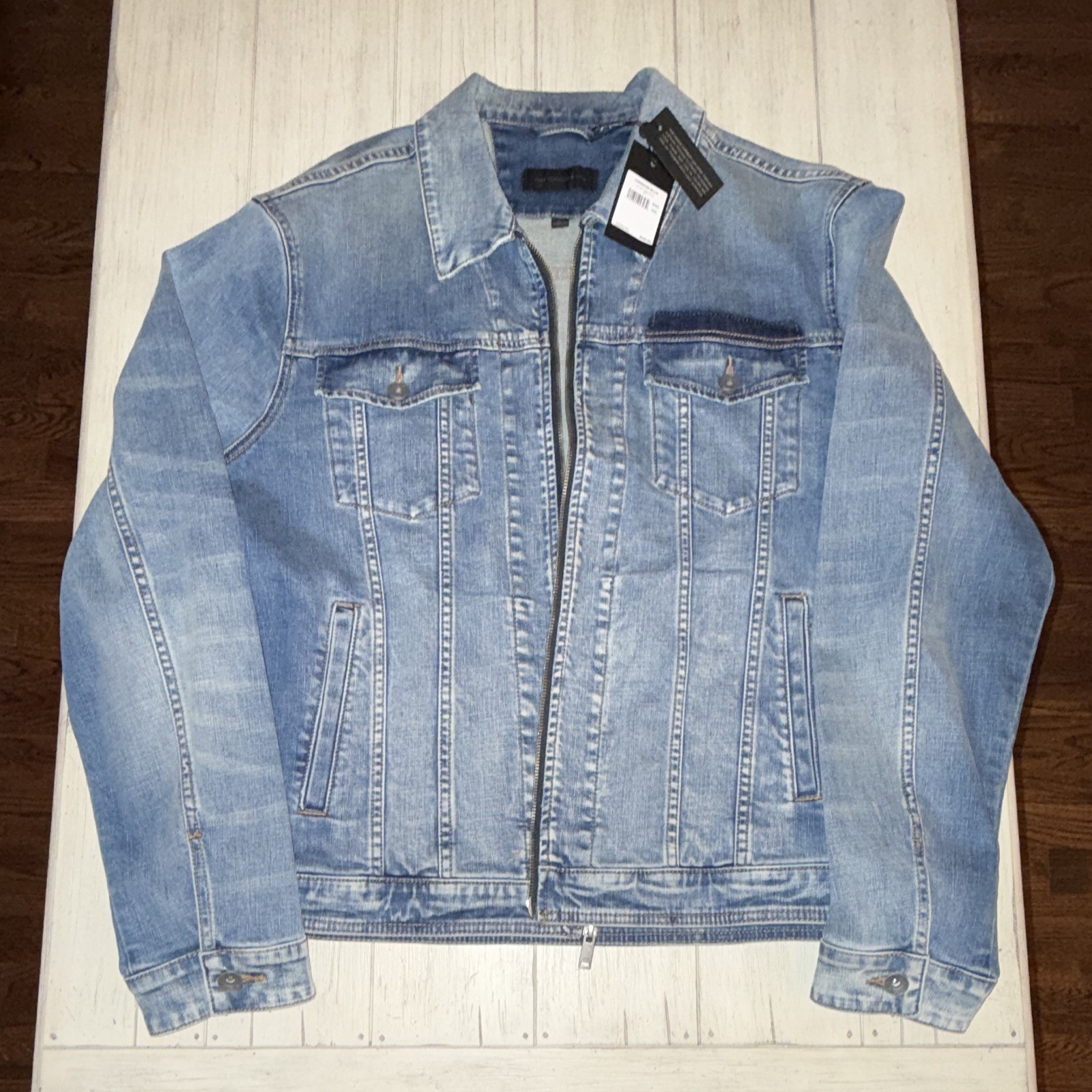 John Varvatos U.S.A. Men’s Blue Denim Jacket XXL Regular Fit Full Zip Pockets