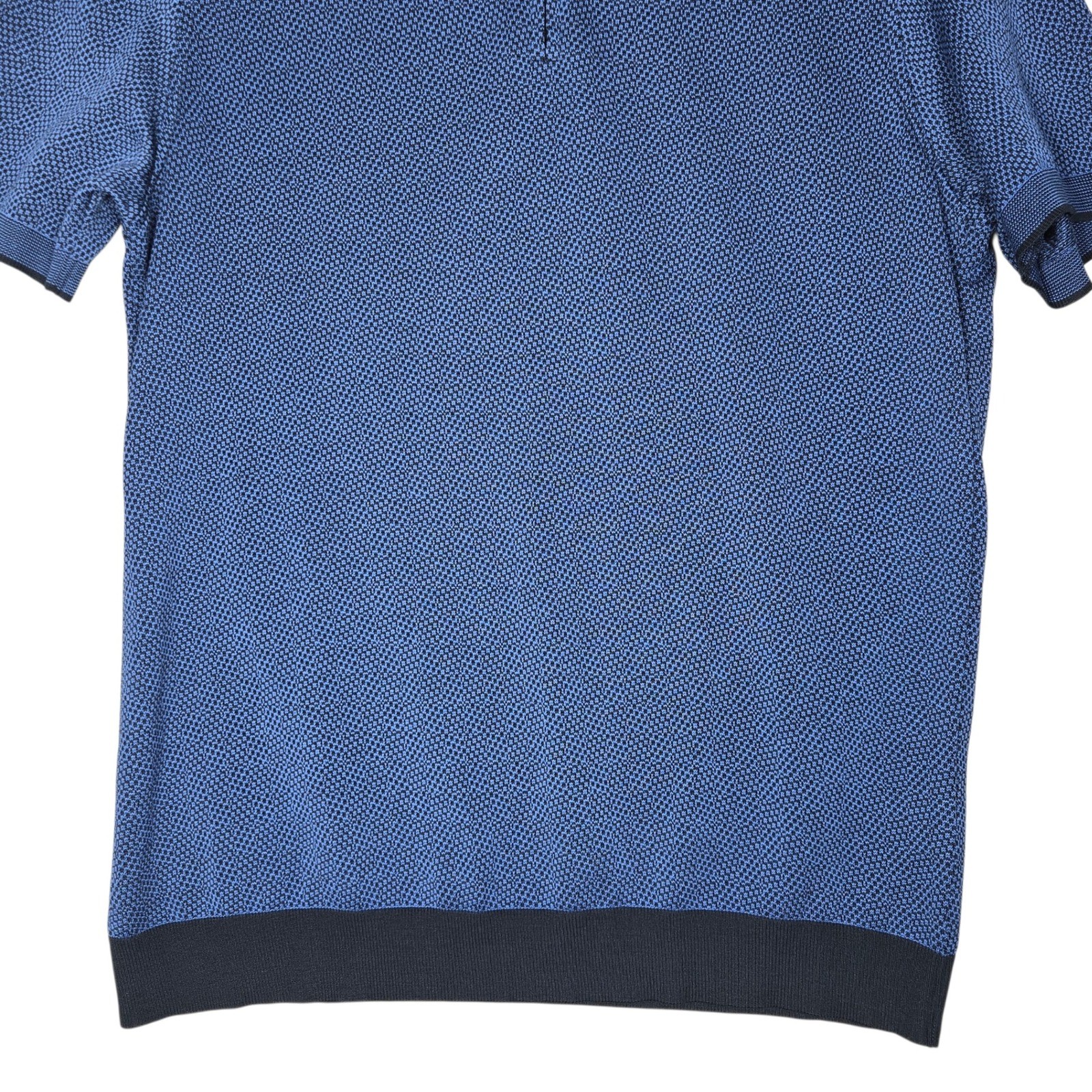 Corneliani Quarter Zip Polo Mens 52 Large Navy Cotton Jacquard Pullover Italy