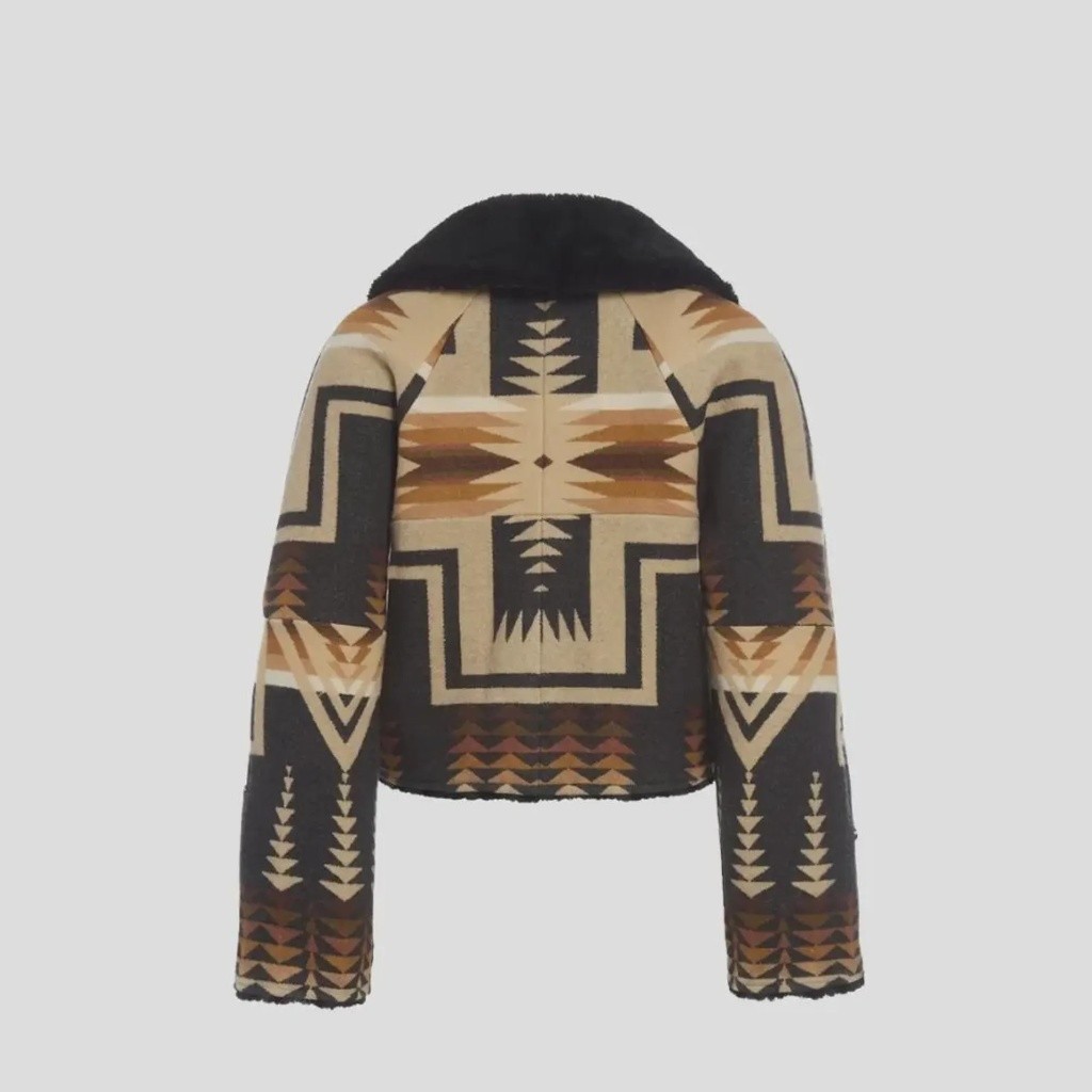 Women’s Western Aztec Print Wool Aviator Jacket: Beth Dutton Kelly Style Bomber
