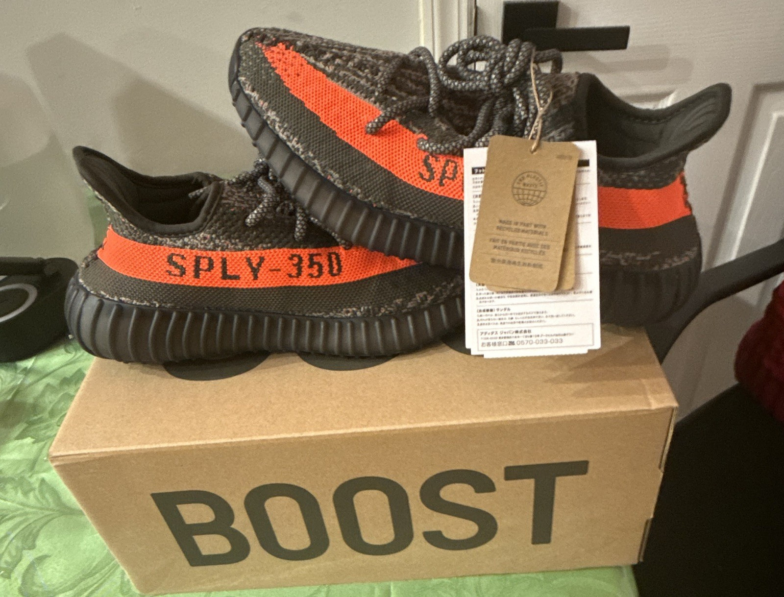 adidas Yeezy Boost 350 V2 HQ7045 Black Orange Primeknit Comfort Low Top Sneakers