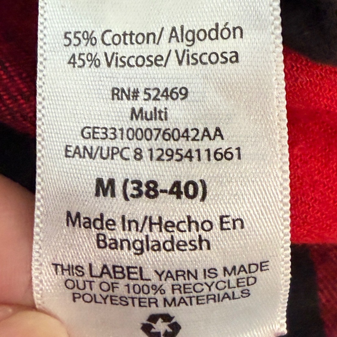 George Mens Red Black Buffalo Plaid Flannel Shirt Medium Long Sleeve Button Down