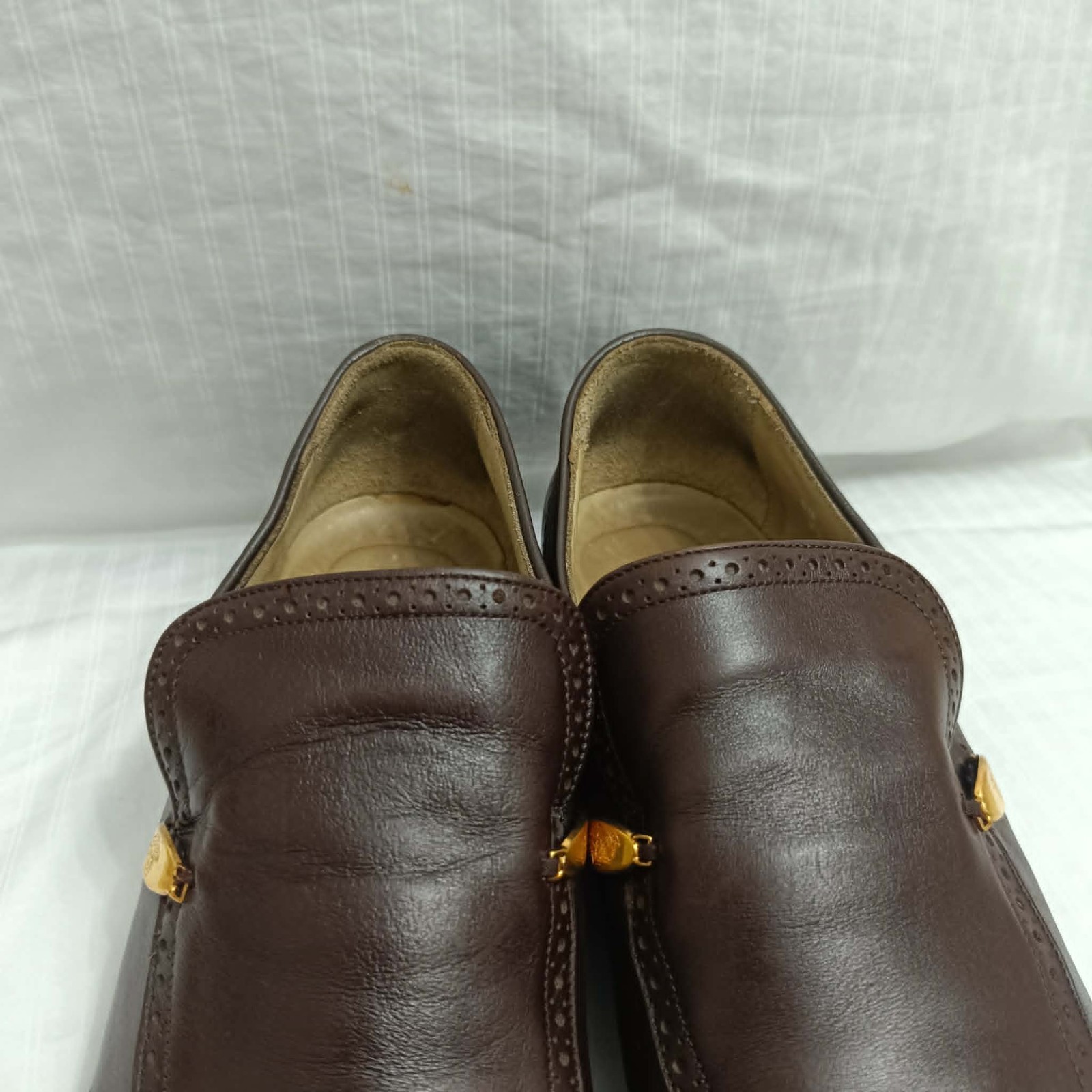 Gianni Versace Shoe Vintage Men Leather Medusa Logo Brown Loafers Sz 43 EU 10 US