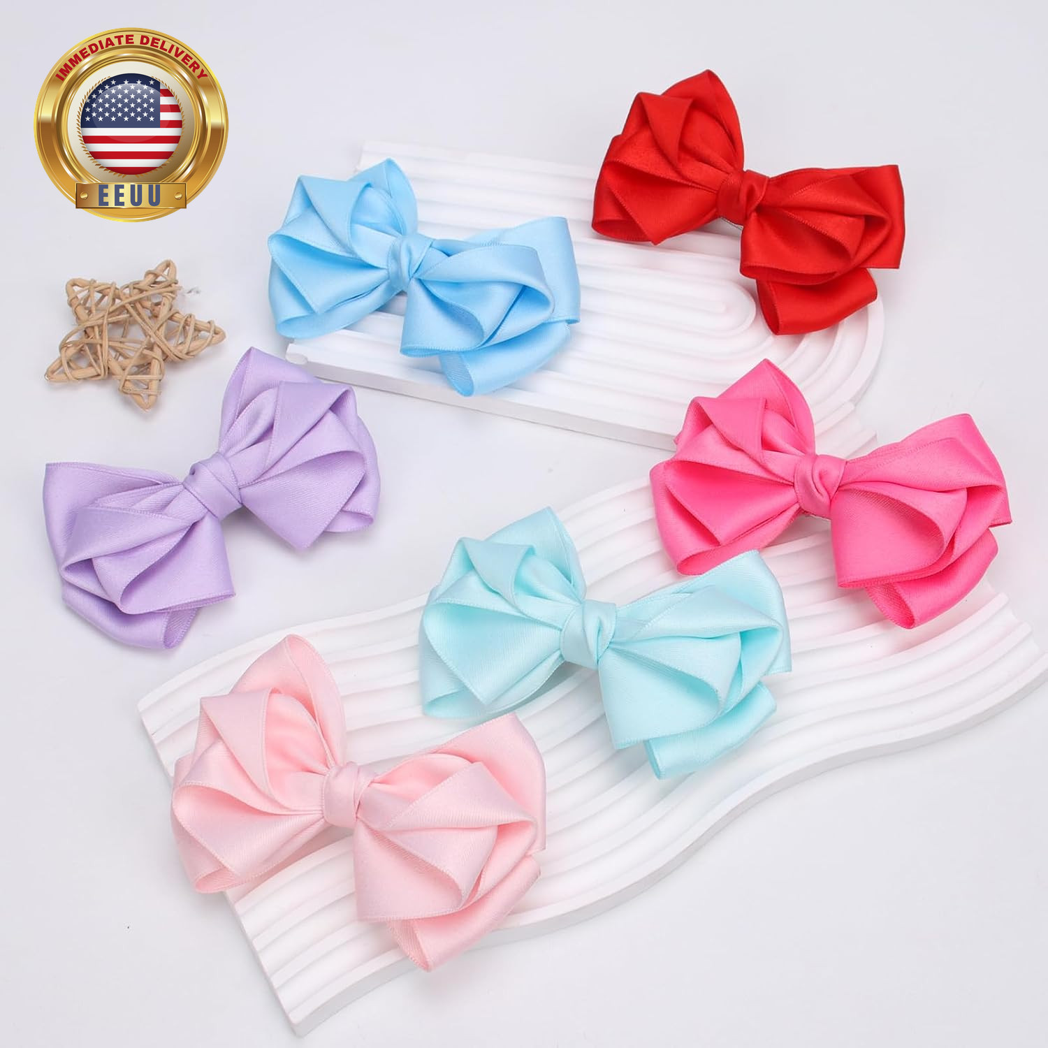 4.5 Inches Unique Hair Bows for Women Girls Thick Ribbon Boutique Alligator Clip