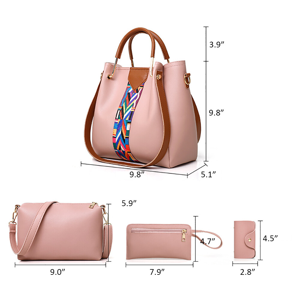 4Pcs/Set Women Lady Leather Handbags Messenger Shoulder Bags Tote Satchel Purse