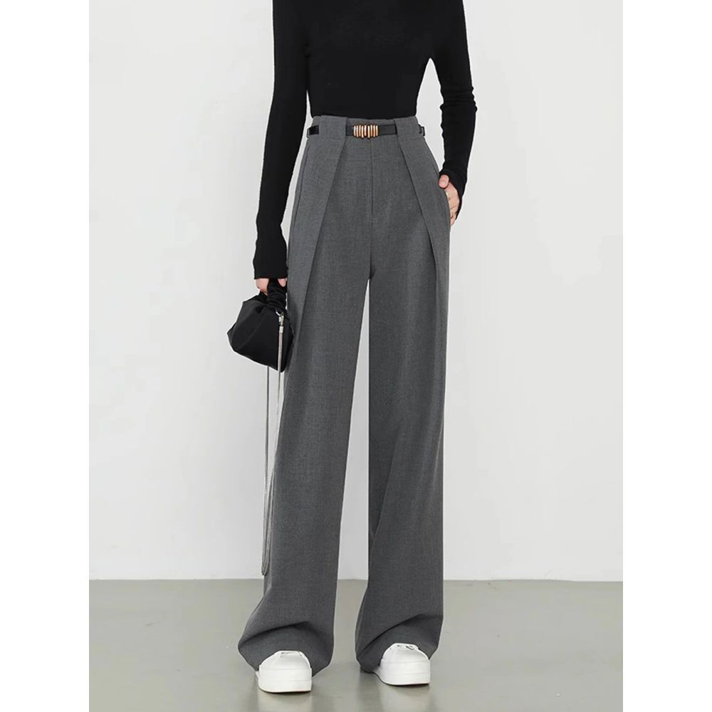 Commense Middle Waist Solid Pocket Gray Dress Pant Professional Attire casual XS