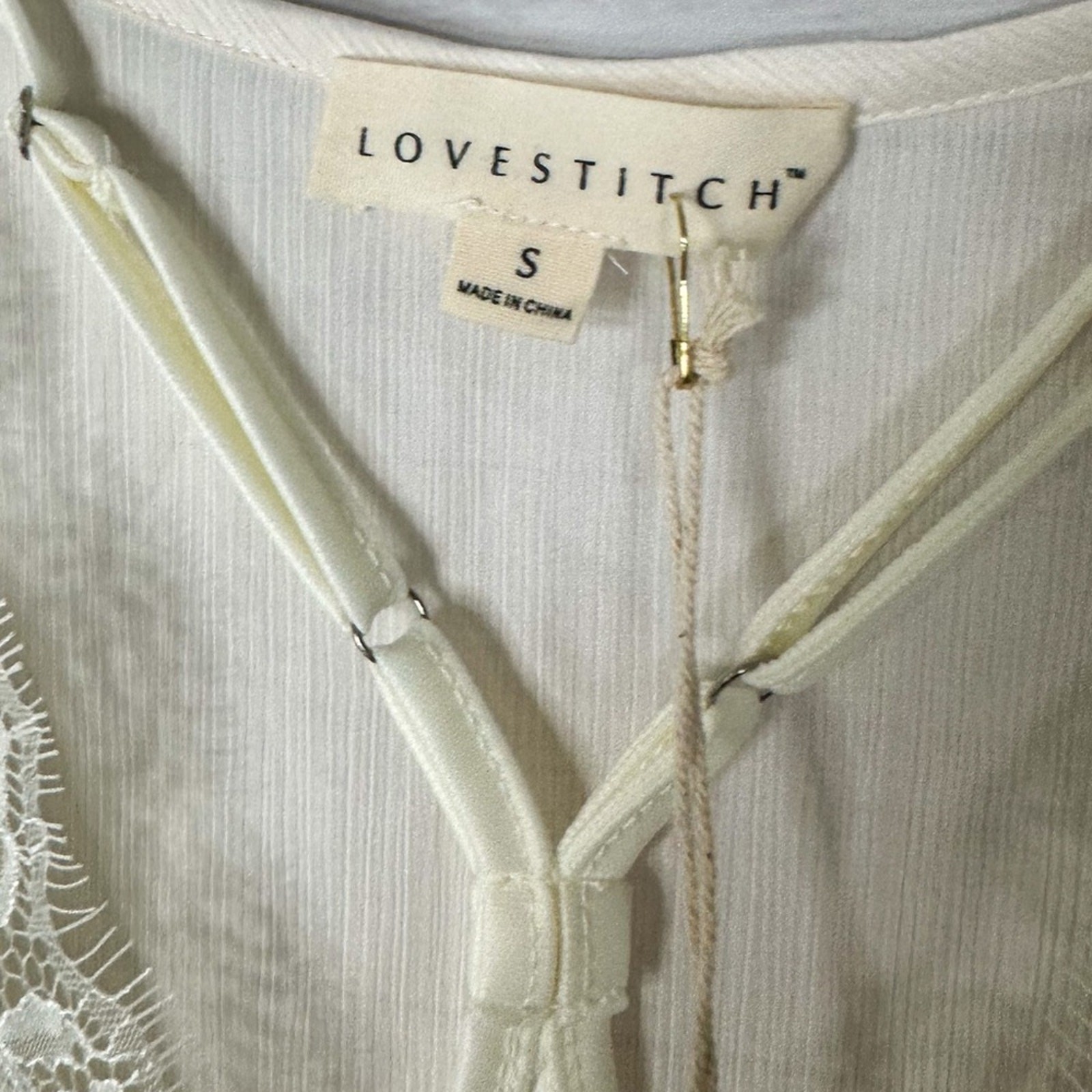 NEW with tags Lovestitch Ivory Kaylee Lace and Satin Blouse, NWT, Size Small