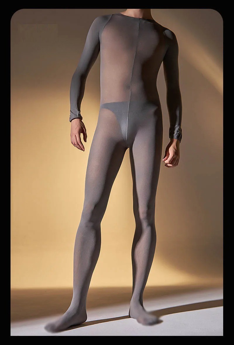 120D Nylon Velvet Fingers Bodystocking Penis Sheath Bodysuit Catsuit Tights