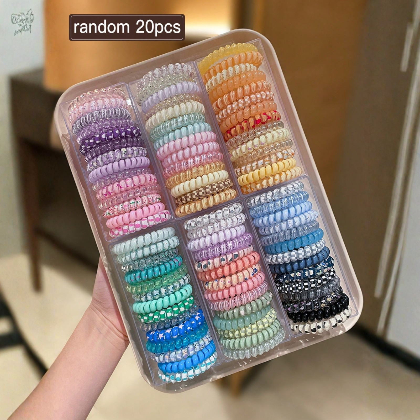 20pcs/Pack Random Color Spiral Hair Ties High Elasticity Hair Scrunchies