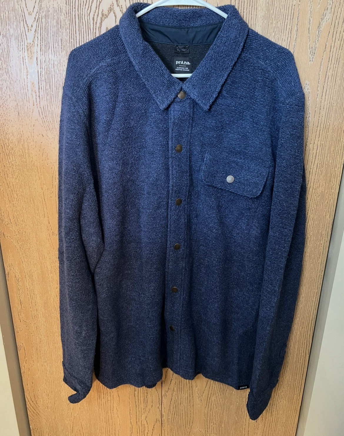 prAna IncrediWool Overshirt Men’s XL Stormy Night Heather Slim Fit NWT