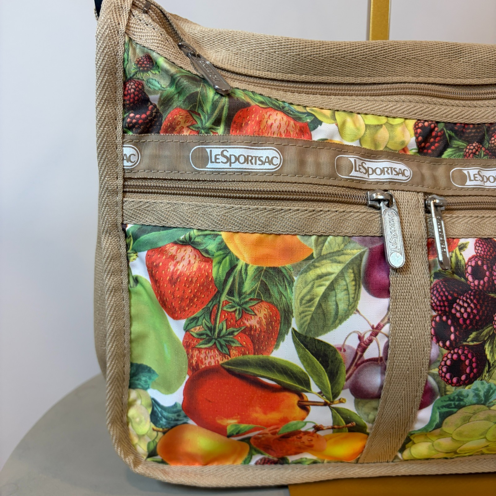 LeSportsac Fruit Print Expandable Shoulder Bag Crossbody w/ Pouch Retail $140