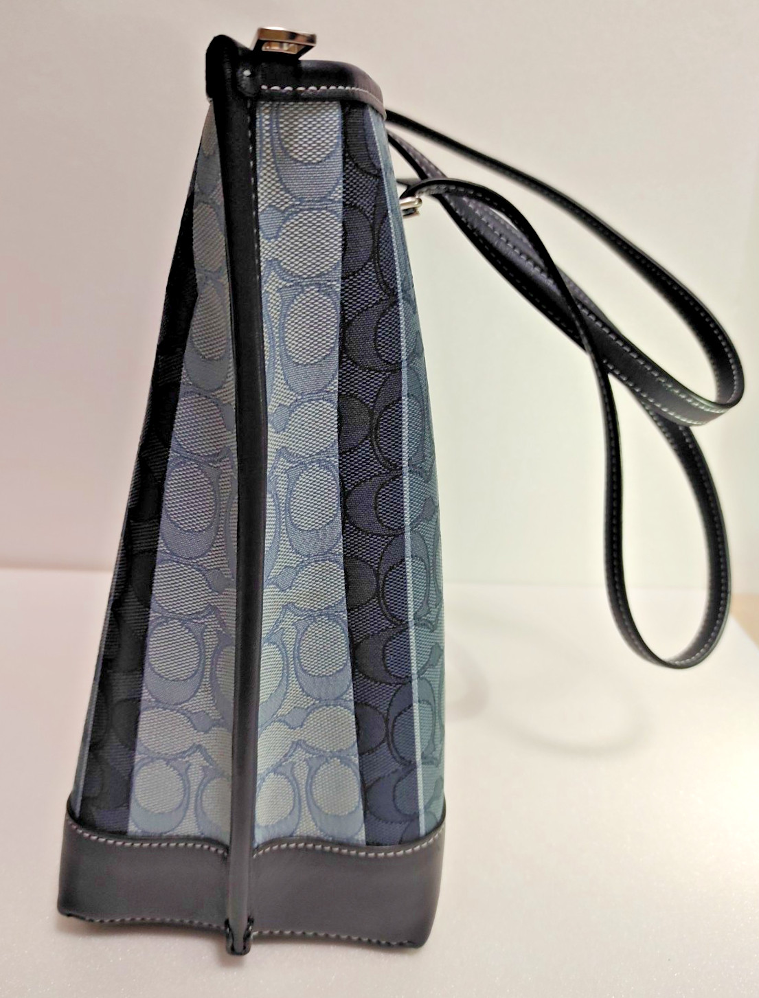 COACH Mollie Tote Bag Midnight Multi Signature Jacquard Stripes C8415 Mint New