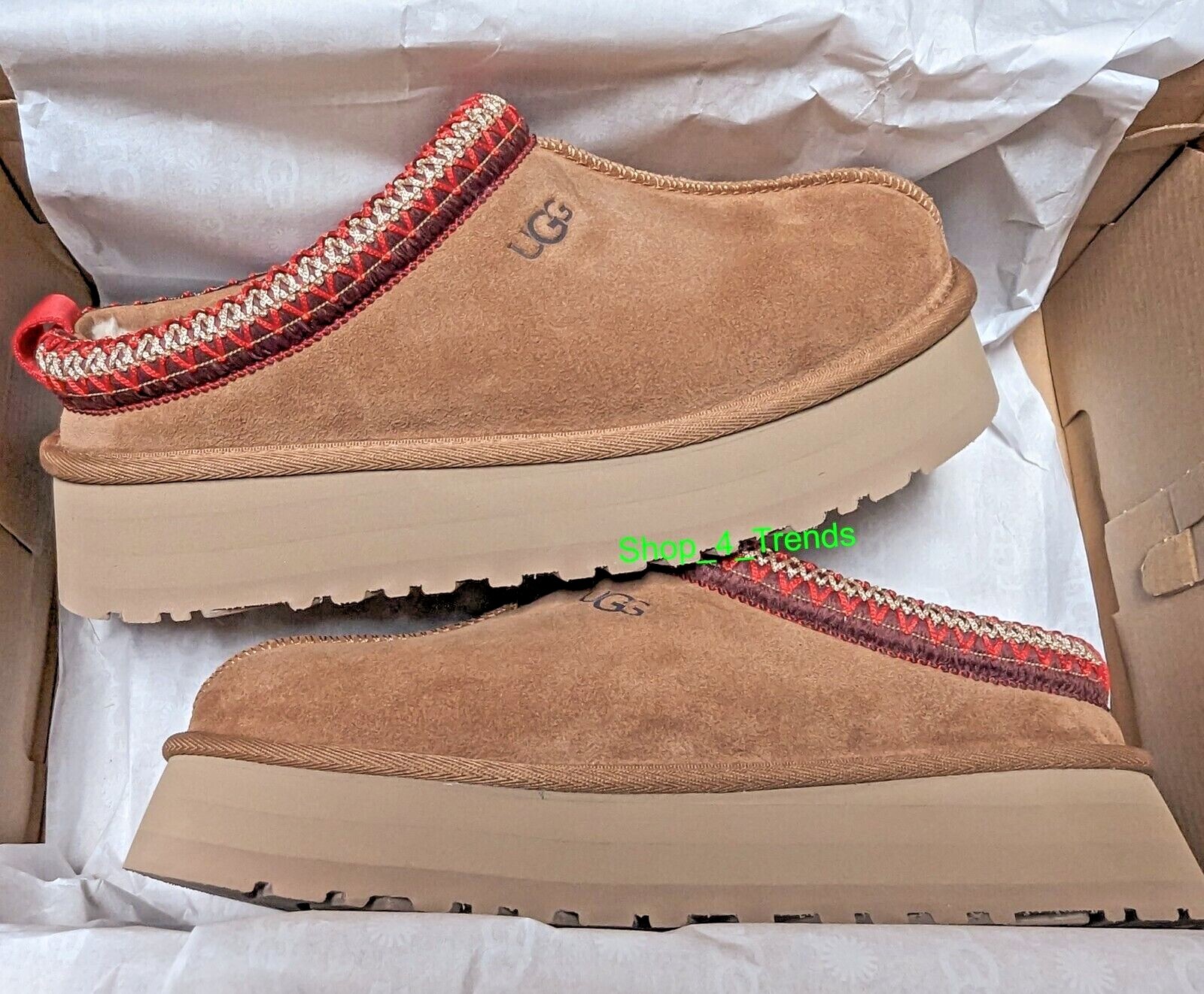 New Women’s Shoes UGG Brand Braid Tazz Platform Slippers 1122553 Chestnut