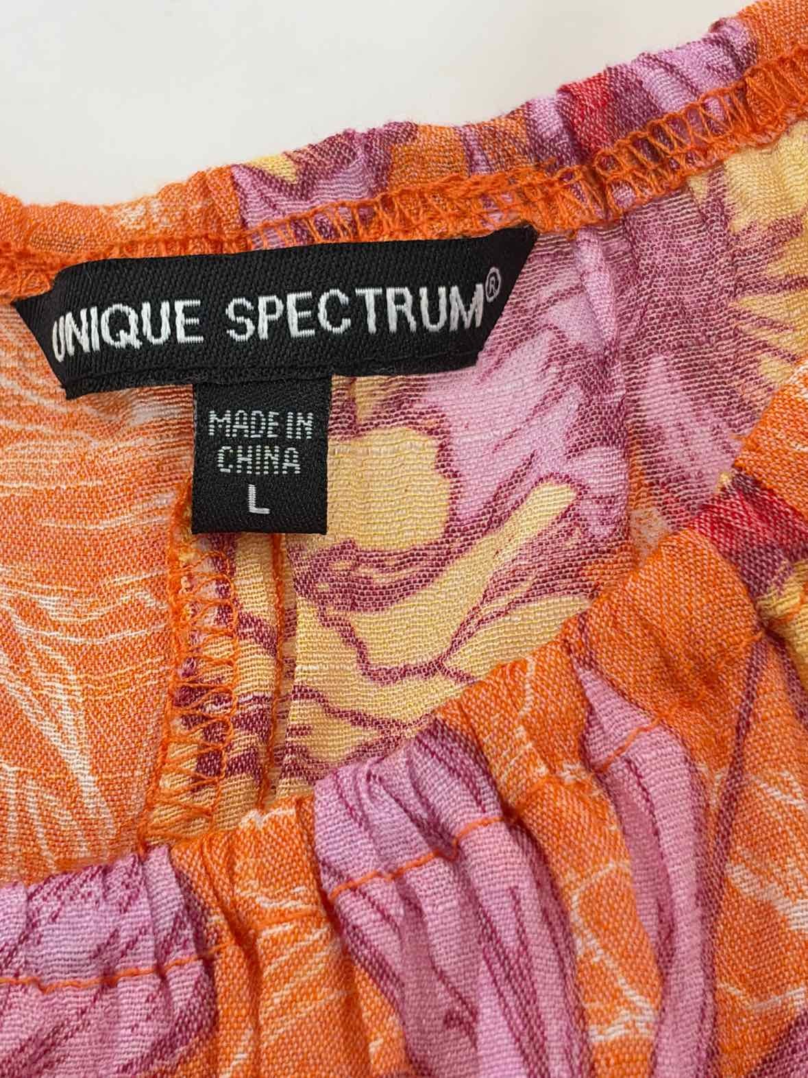 Pre-Owned Unique Spectrum Orange Size Large Long Sleeve Blouse