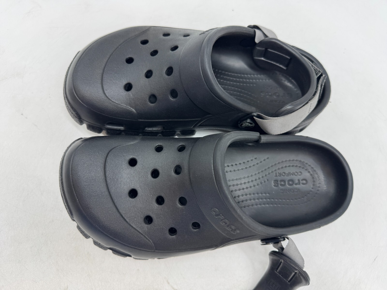 DAMAGED Crocs OffRoad Sport Clog Unisex Black Slip-On Adjustable – 6 Men/8 Women