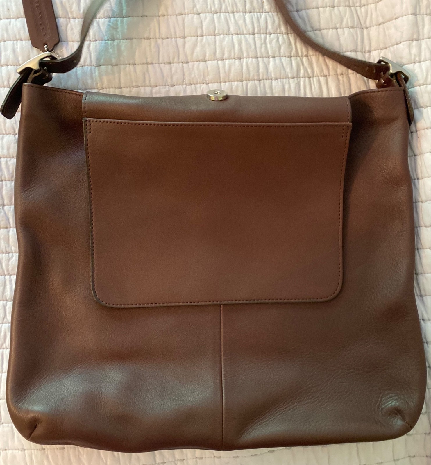Vintage Never Used Coach Brown Leather Slim Legacy Shoulder Bag with Dust Bag
